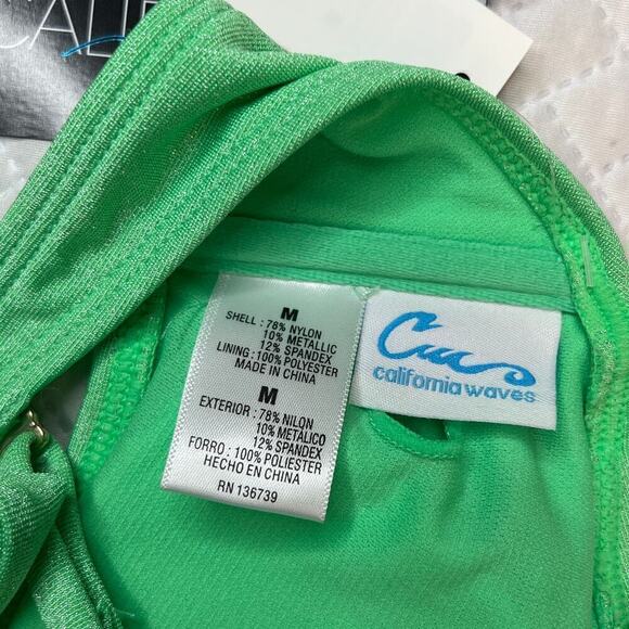 CA Waves NEW Strapless Bandeau Bikini Swim Top sz Small Medium Glitter Green NWT - Picture 7 of 8